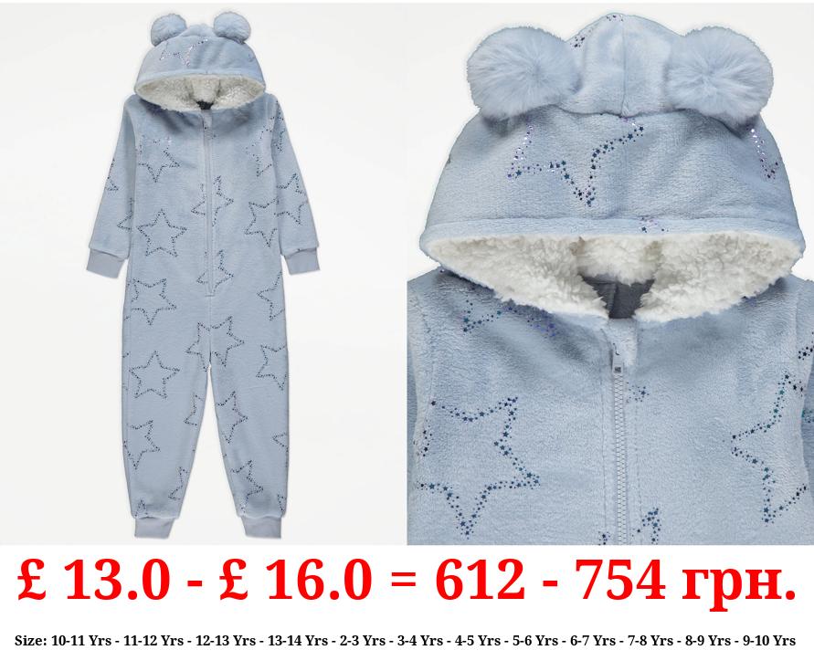Blue Star Foil Fleece Onesie
