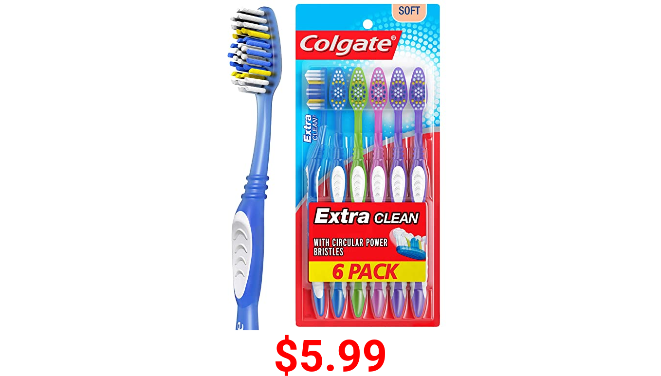 Colgate Extra Clean Toothbrush, Full Head, Soft  (6 Count)