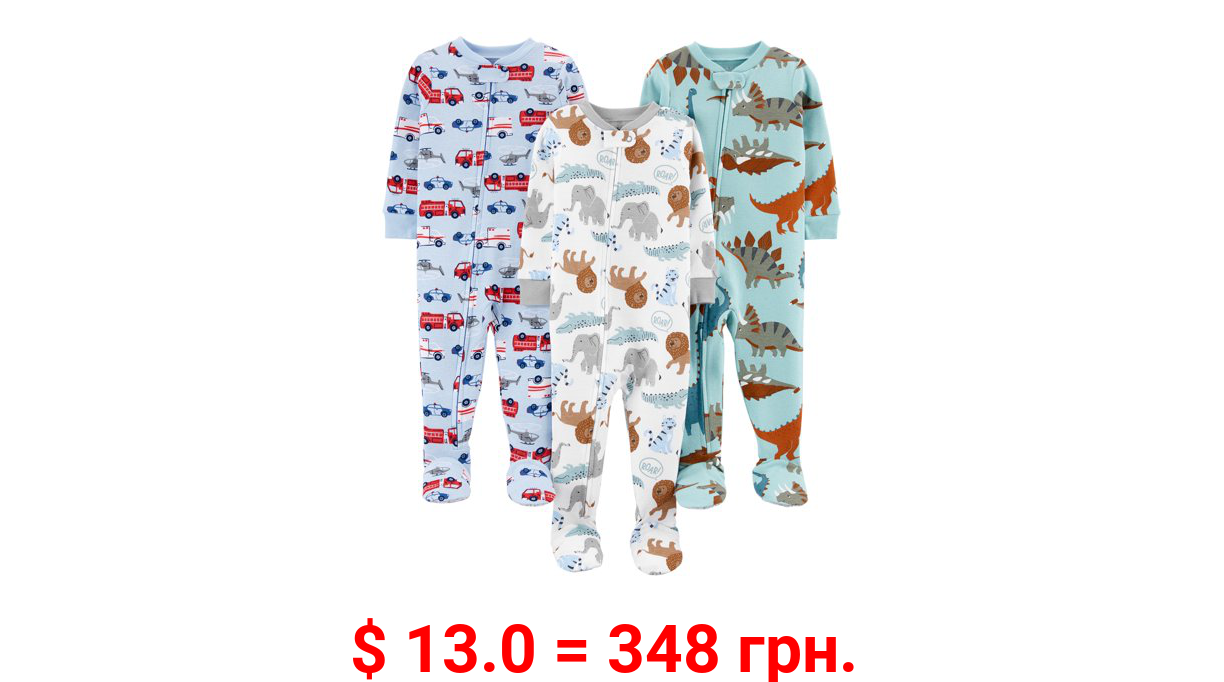 Child of Mine By Carter's Baby Boys & Toddler Boys 1-Piece Snug Fit Cotton Footed Pajamas, 3-Pack (12M-4T)