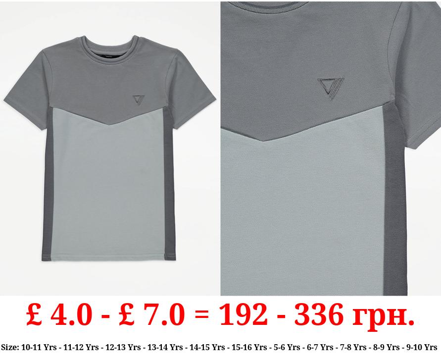 Blue Colour Block T-Shirt