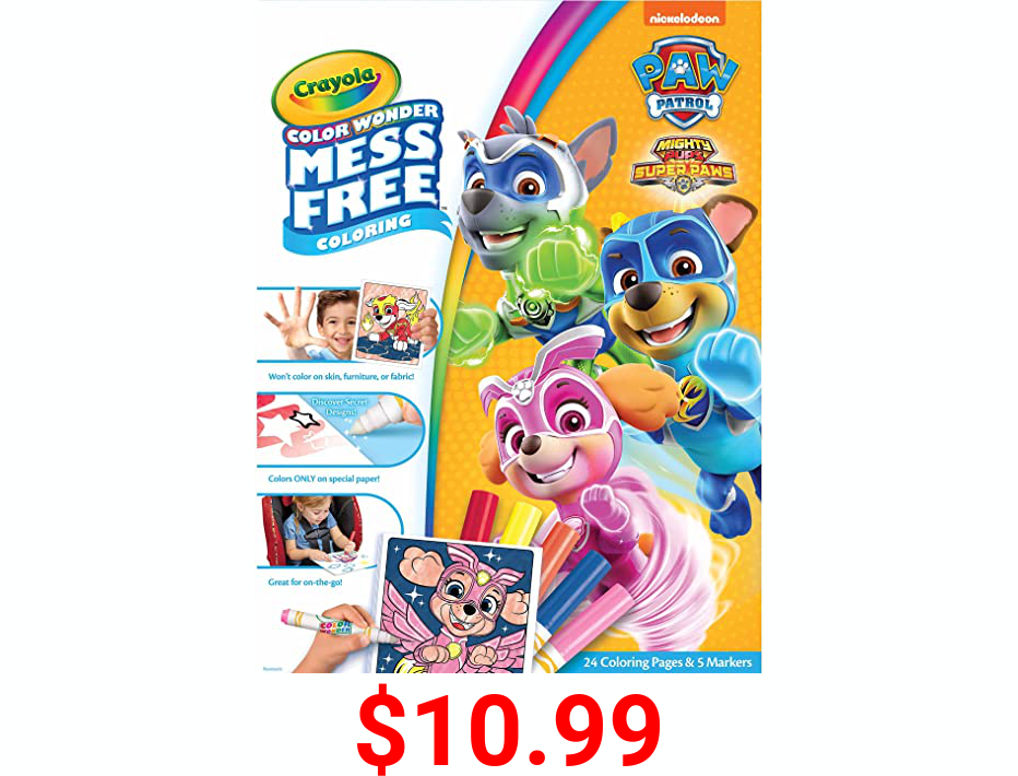 Crayola Paw Patrol Color Wonder Set, 24 Mess Free Coloring Pages & 5 Markers, Gift for Kids, Age 3, 4, 5, 6