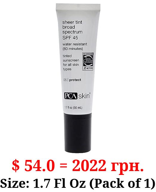 PCA SKIN Sheer Tint Broad Spectrum SPF 45 - Universally-Tinted Water-Resistant Hydrating Sunscreen for Use Alone or Under Foundation & Makeup (1.7 fl oz)