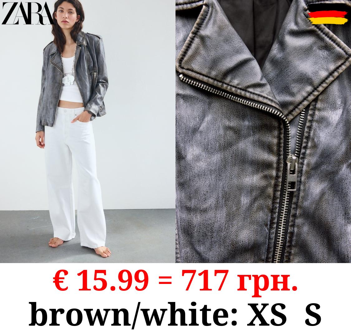 PAINTED LEATHER EFFECT BIKER JACKET