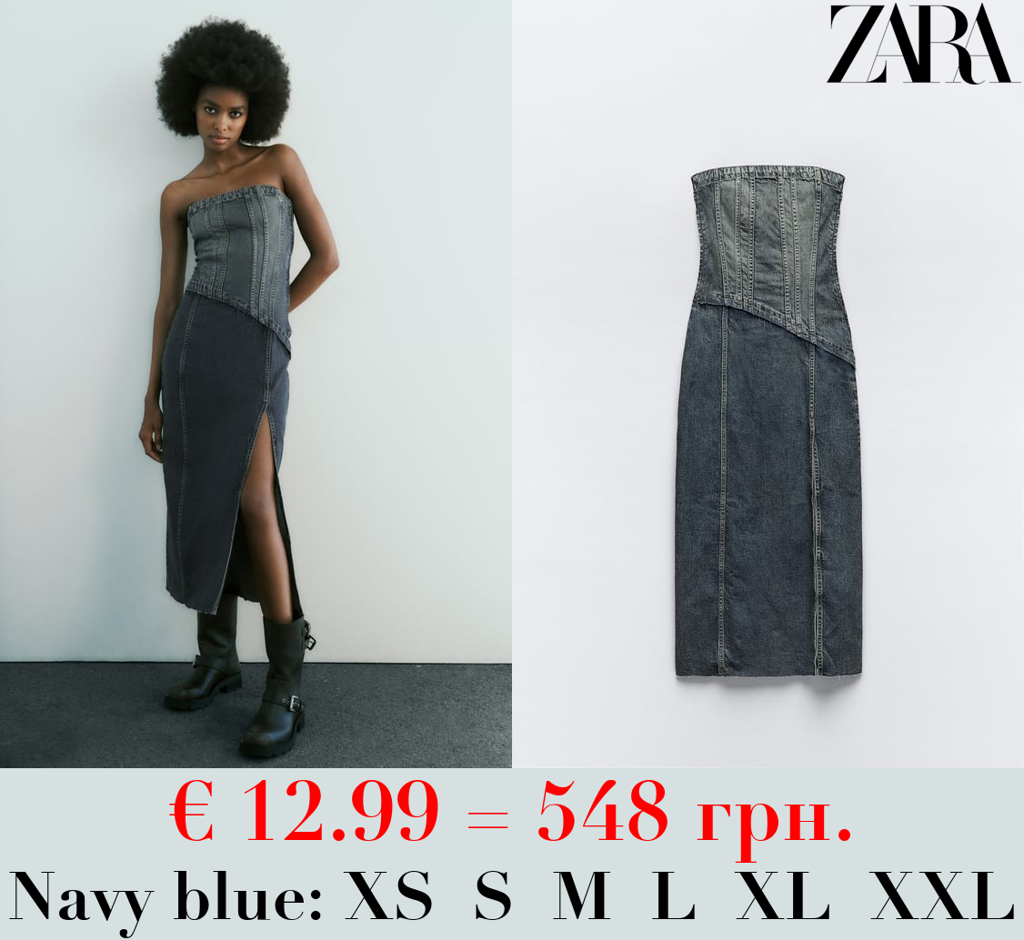 TRF STRAPLESS DENIM DRESS