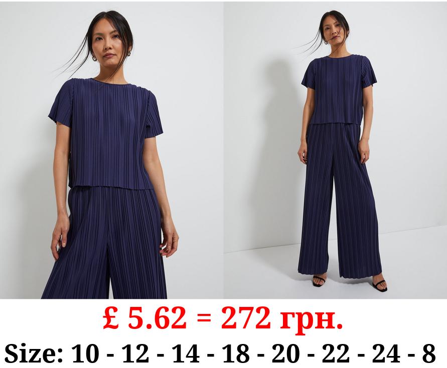 Navy Textured Plisse Top