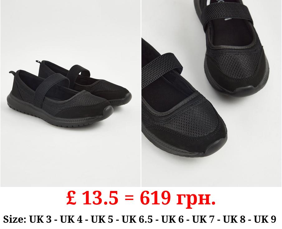 Black Sporty Active Strap Trainers