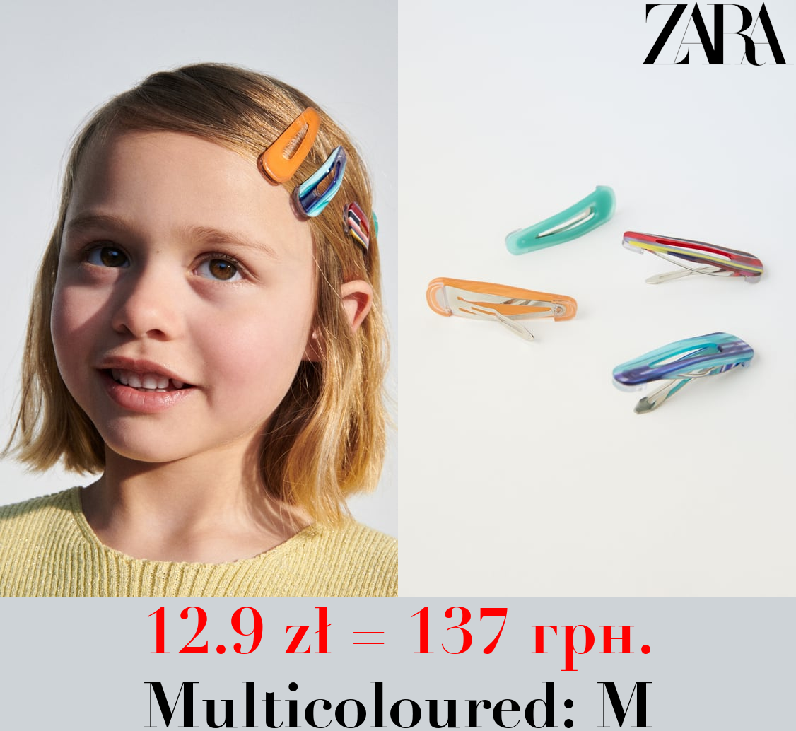 PACK OF FOUR STRIPED HAIR CLIPS