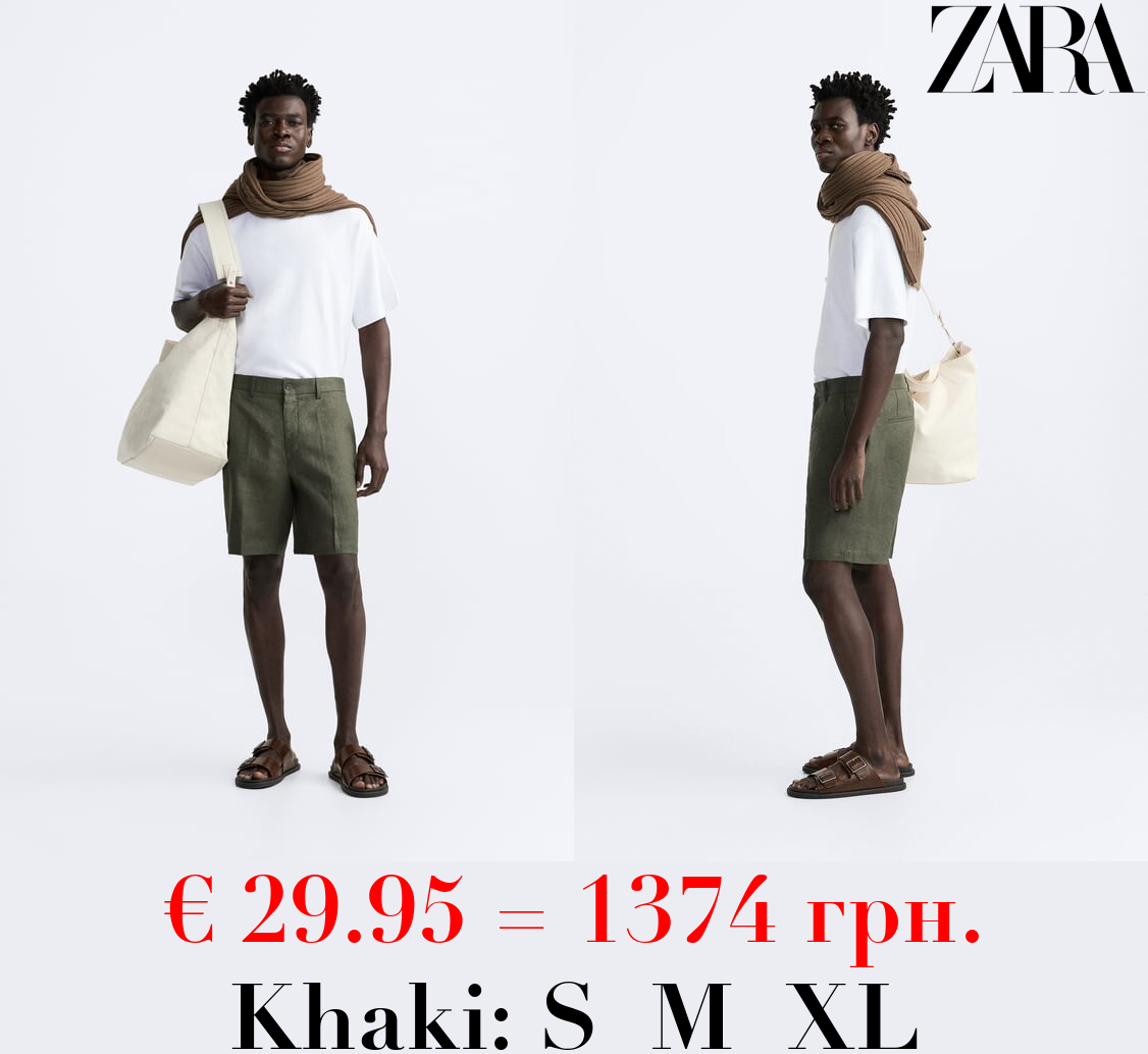 100% LINEN BERMUDA SHORTS