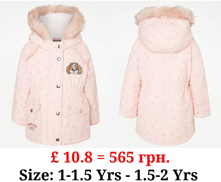 PAW Patrol Pink Spot Faux Fur Trim Parka Coat