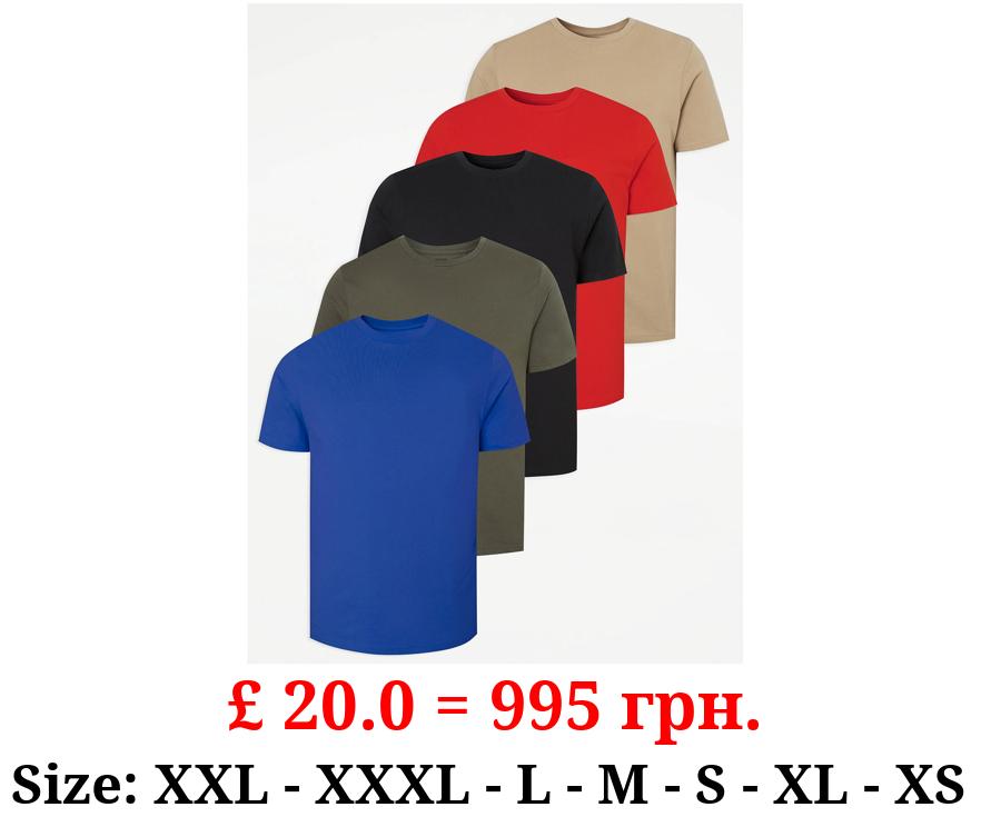 Assorted Crew Neck T-Shirts 5 Pack