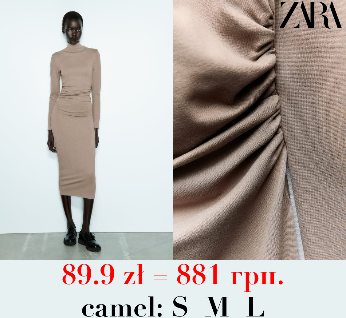 MIDI DRESS WITH GATHERING
