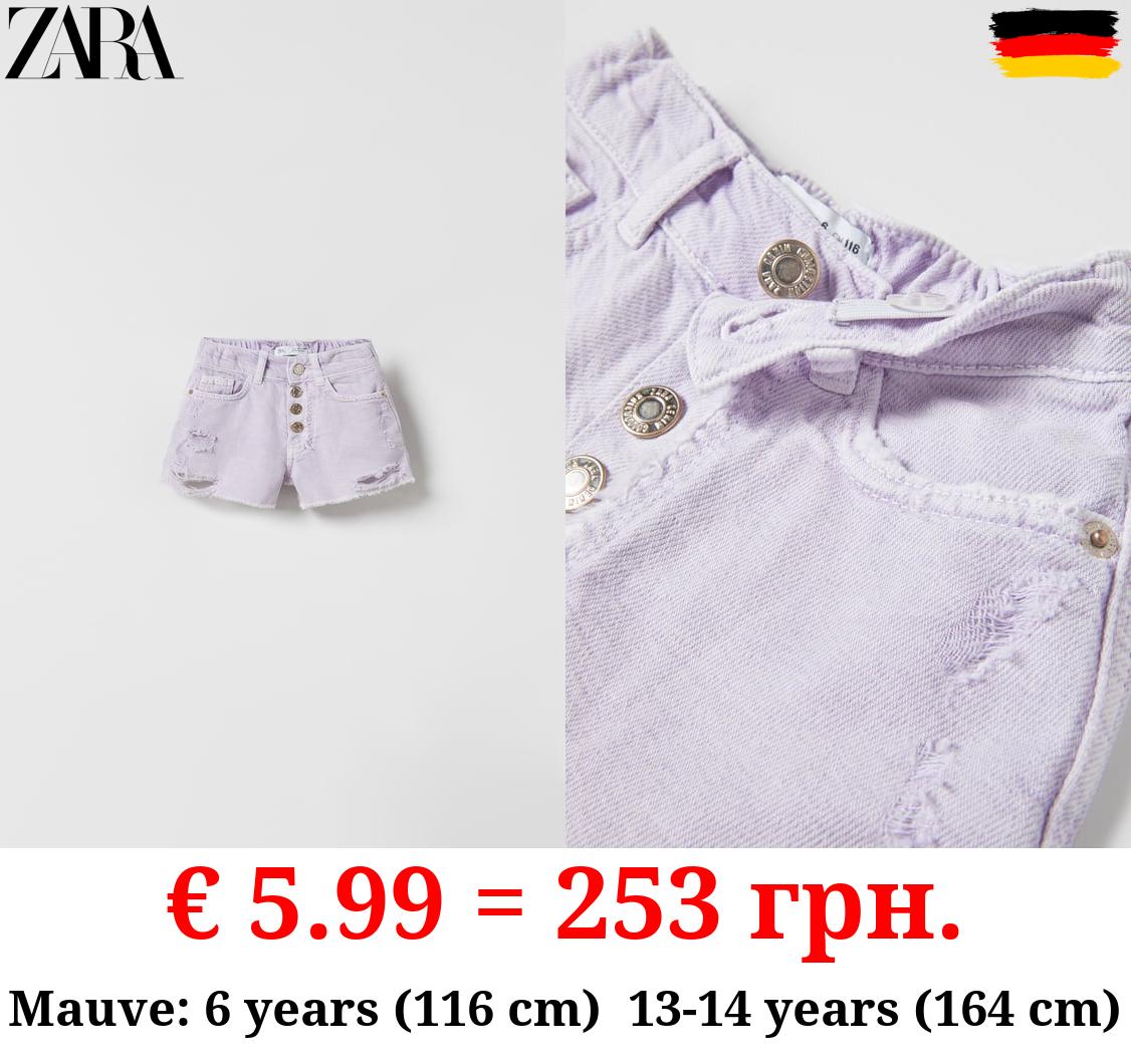 FRAYED DENIM BERMUDA SHORTS