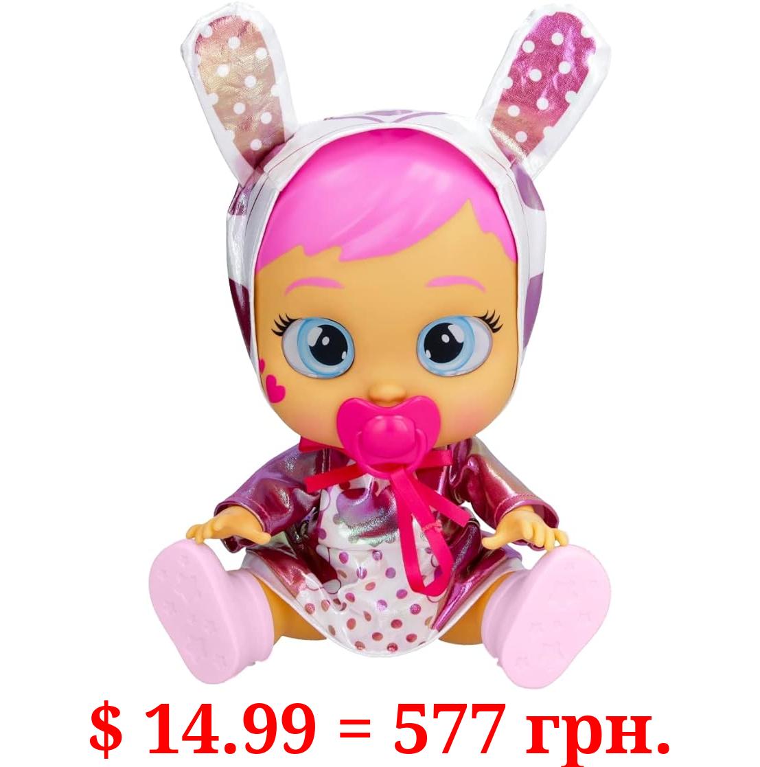 Cry Babies Stars Coney -12" Baby Doll | Pink and White Shiny Iridescent Dress with Bunny Themed Hoodie, for Girls and Kids 18M and Up