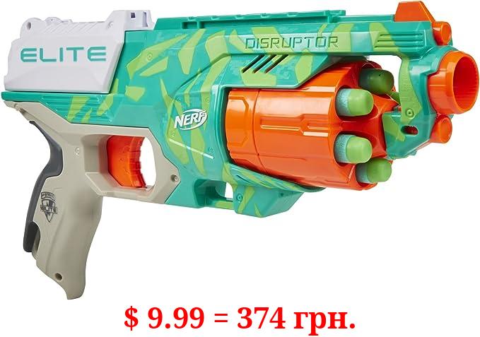 Nerf Elite Disruptor Dynamic Green Dart Blaster, Rotating Drum, Slam Fire, Kids Outdoor Toys for 8 Year Old Boys & Girls (Amazon Exclusive)