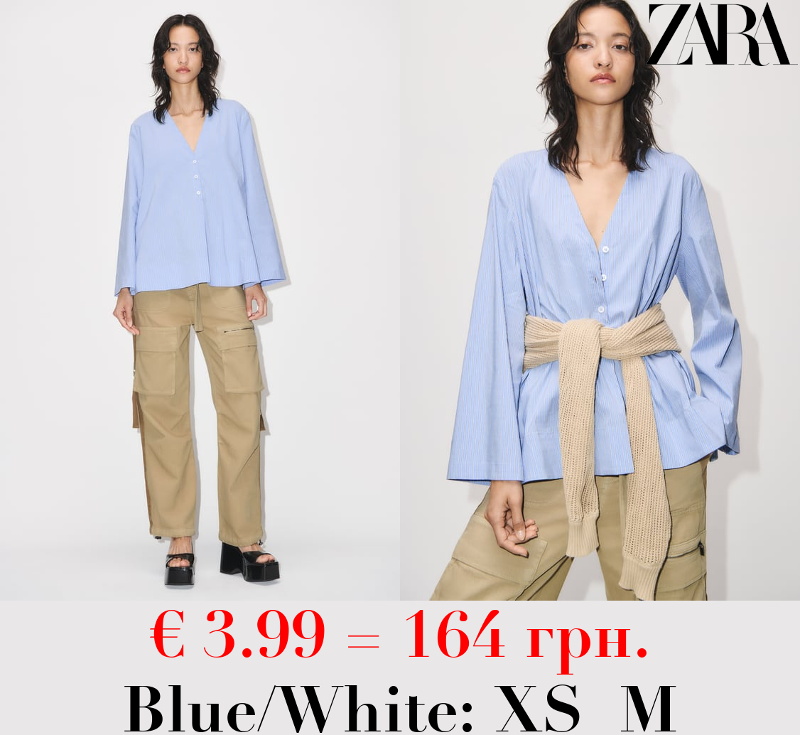 STRIPED POPLIN BLOUSE WITH VENTS