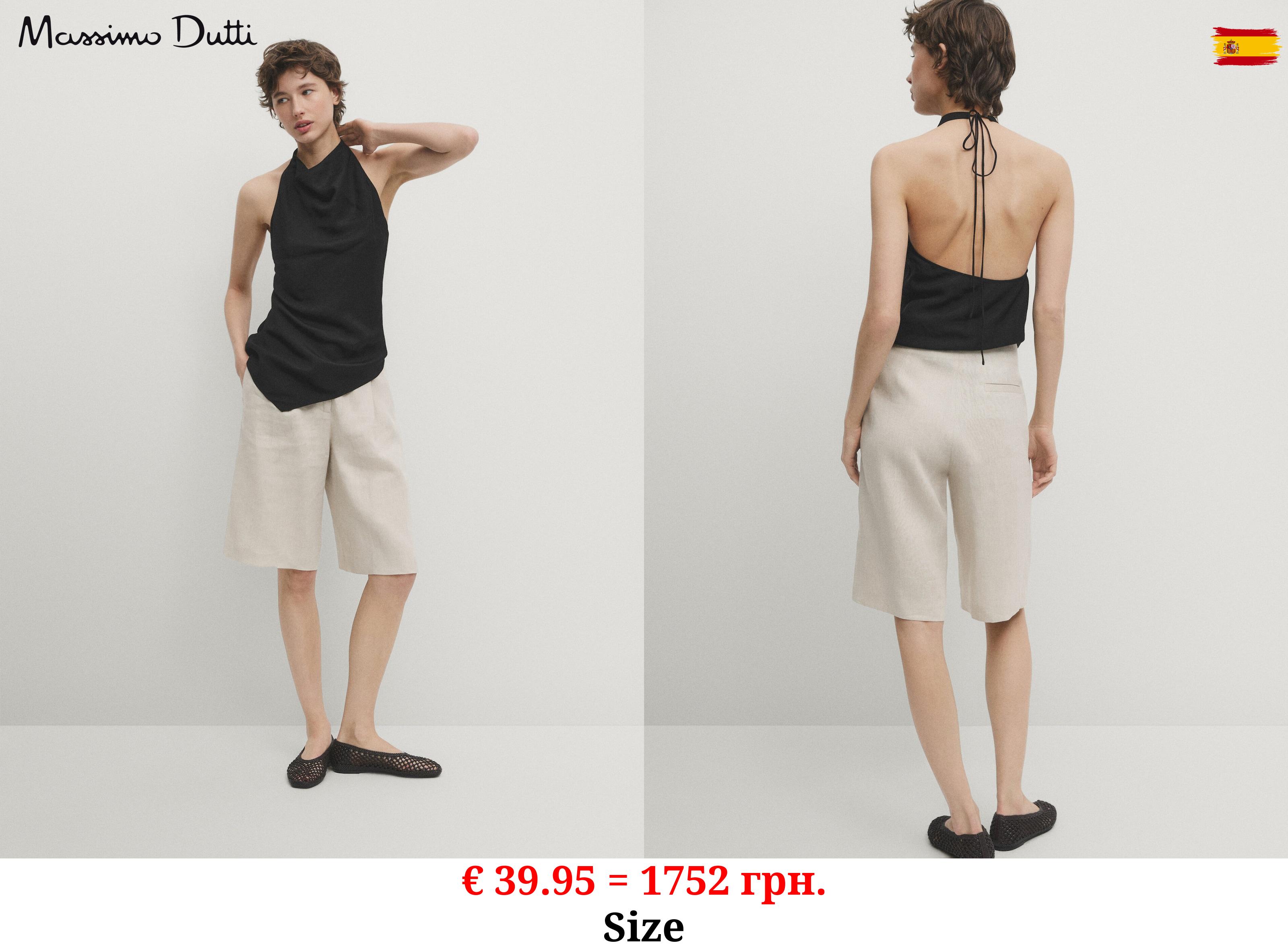 100% linen darted Bermuda shorts SAND