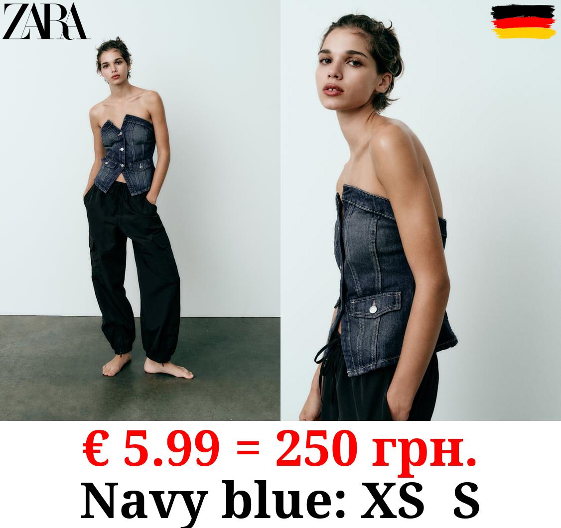 TRF STRAPLESS DENIM TOP