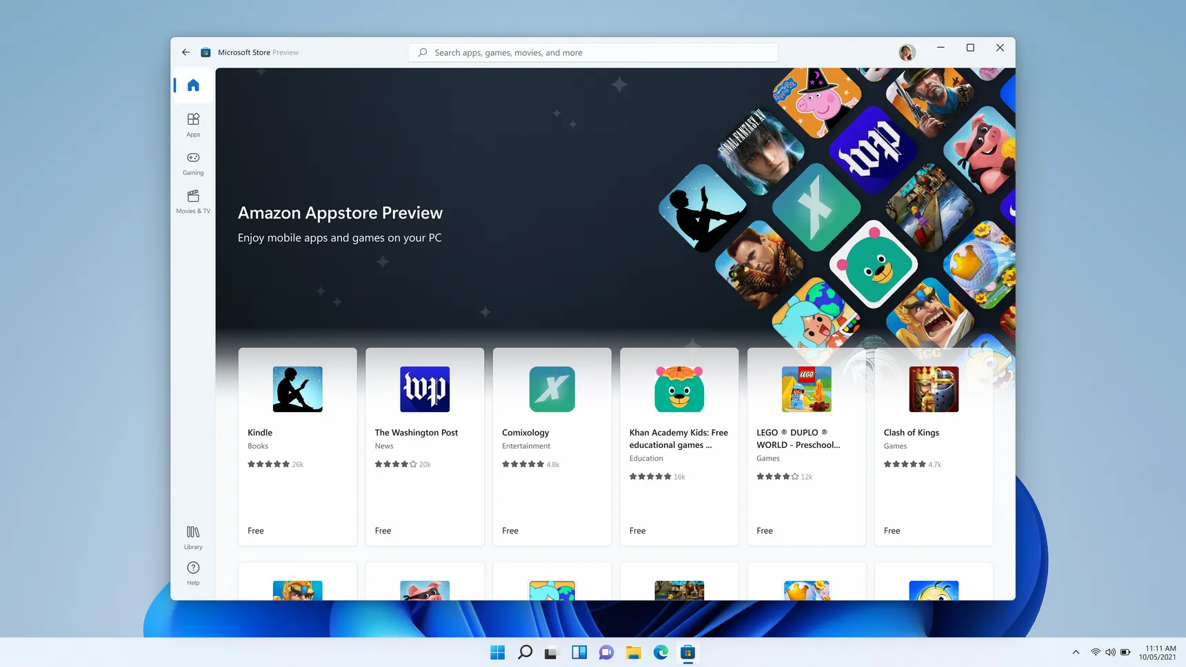 Le app Android sono disponibili nel Microsoft Store su Windows 11. Immagine: Microsoft