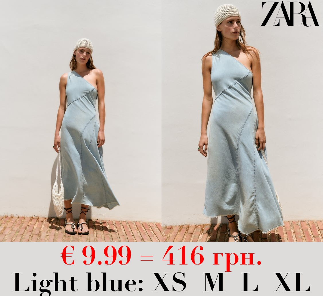 ASYMMETRIC DENIM TRF DRESS