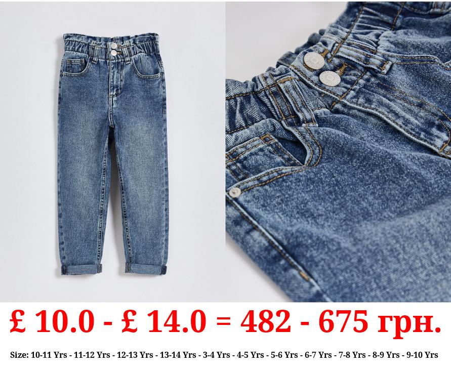 Blue Mid Wash Paper Bag Jeans