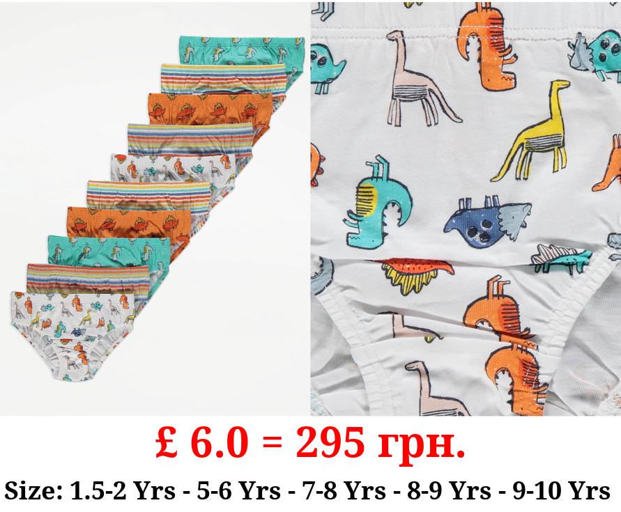 Bright Dinosaur Briefs 10 Pack