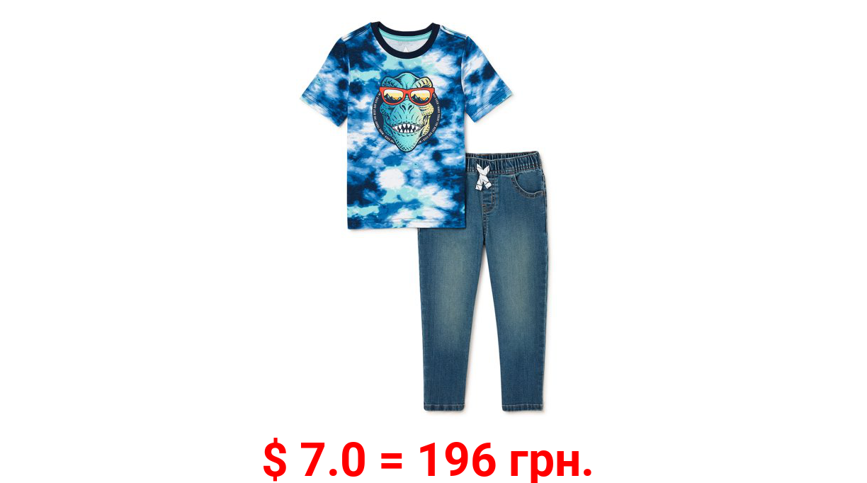 365 Kids From Garanimals Boys Graphic Short Sleeve Tee & Pant, 2-Piece Outfit Set, Sizes 4-10