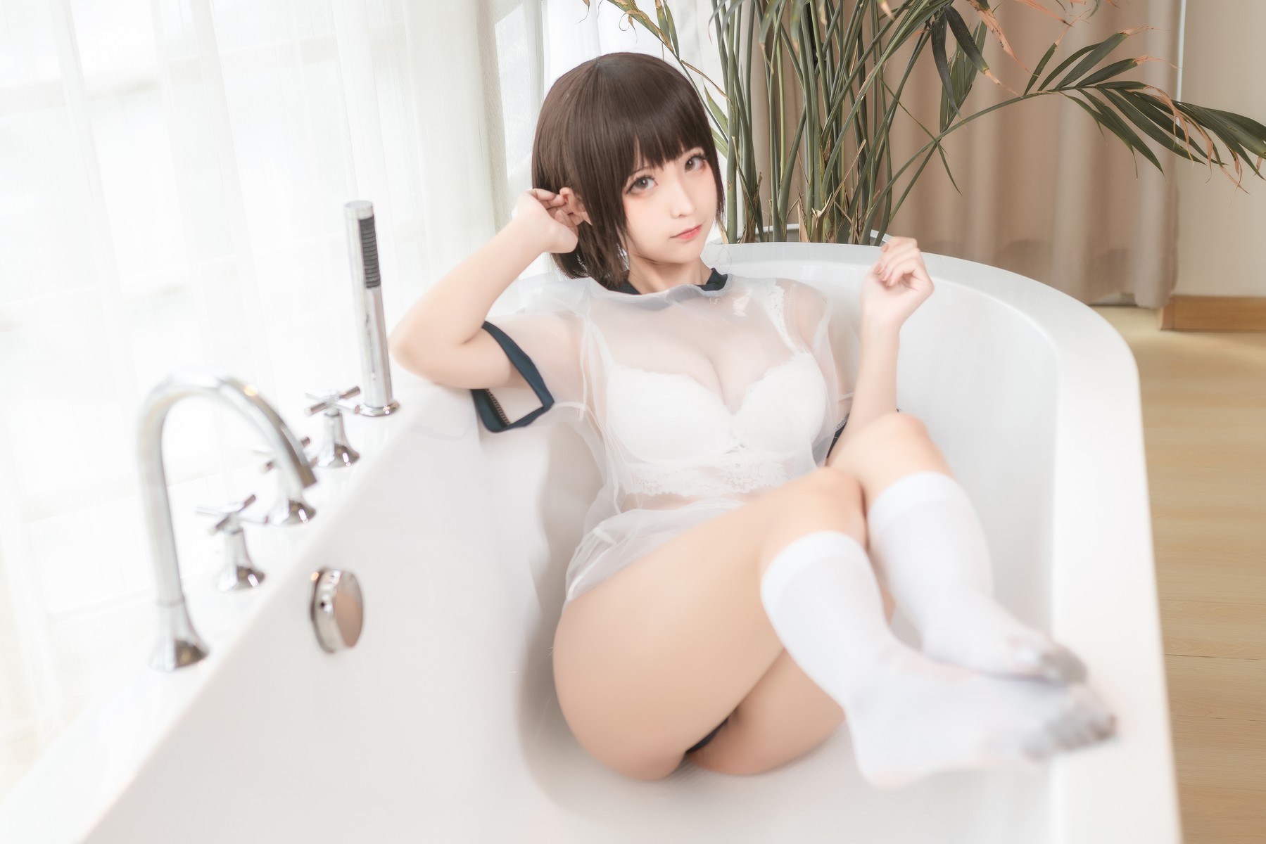 Cosplay 蠢沫沫 Chunmomo 透明体操服 24
