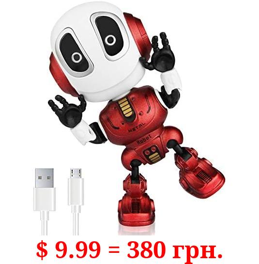 Betheaces Robots for Kids Rechargeable Talking Robot Interactive Toy Repeats Your Voice Travel Toys with Portable Metal Body and Flashing Lights Robot Gifts for Boys and Girls