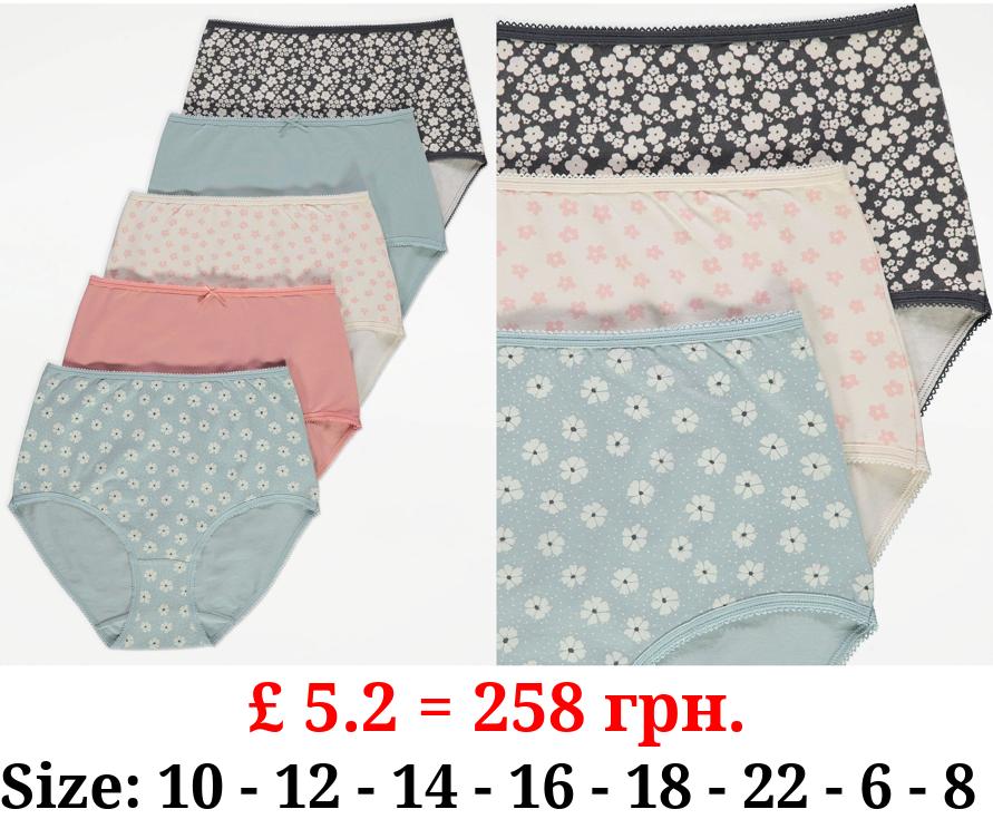 Floral Full Brief Knickers 5 Pack