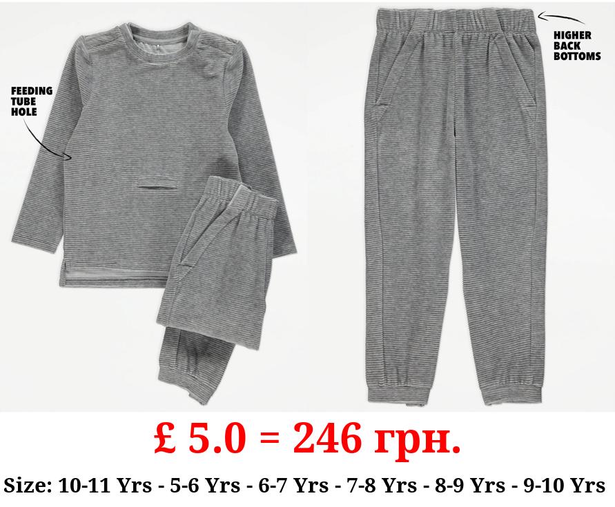 Easy On Adaptive Grey Ribbed Sweatshirt and Joggers Outfit