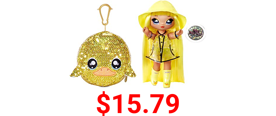 MGA Entertainment Na Na Na Surprise 2-in-1 Fashion Doll and Sparkly Sequined Purse Sparkle Series – Daria Duckie, 7.5" Raincoat Doll
