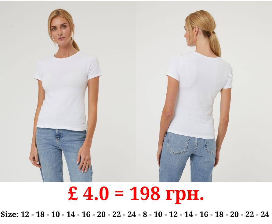 White Basic Crew Neck Top