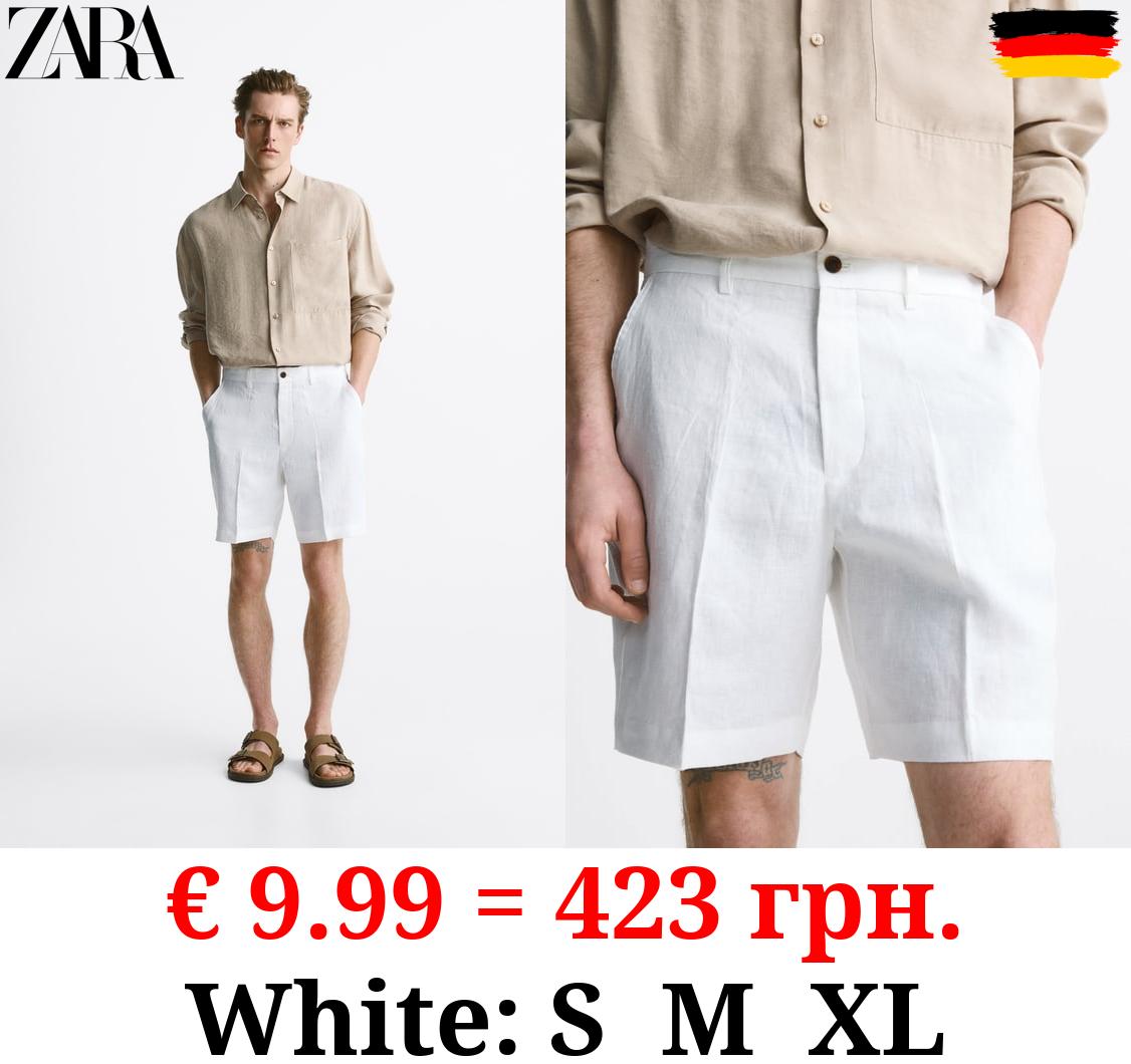 100% LINEN BERMUDA SHORTS
