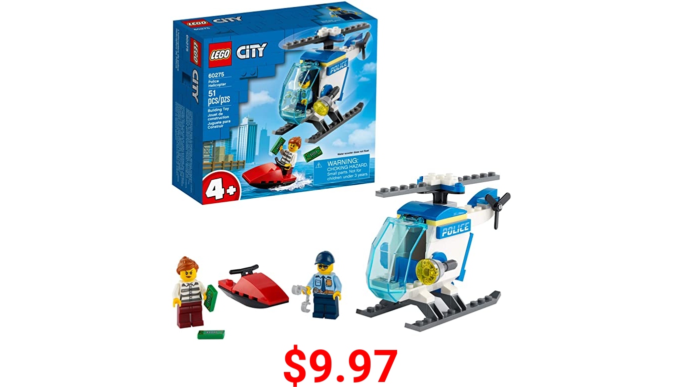 LEGO City Police Helicopter Building Kit; Cool Police Helicopter Toy 60275, New 2021 (51 Pieces)