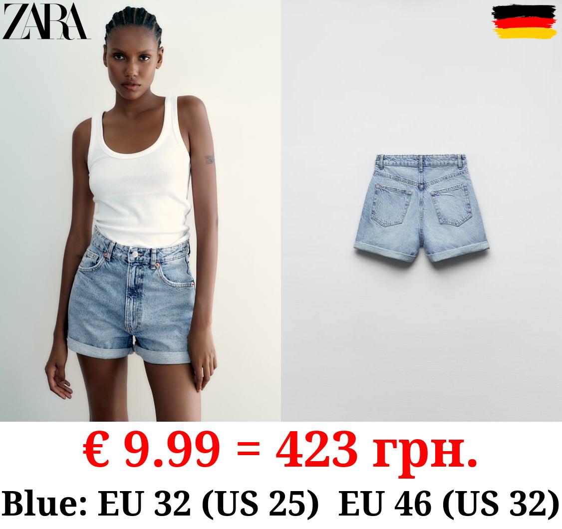 TRF HIGH-RISE MOM FIT DENIM BERMUDA SHORTS