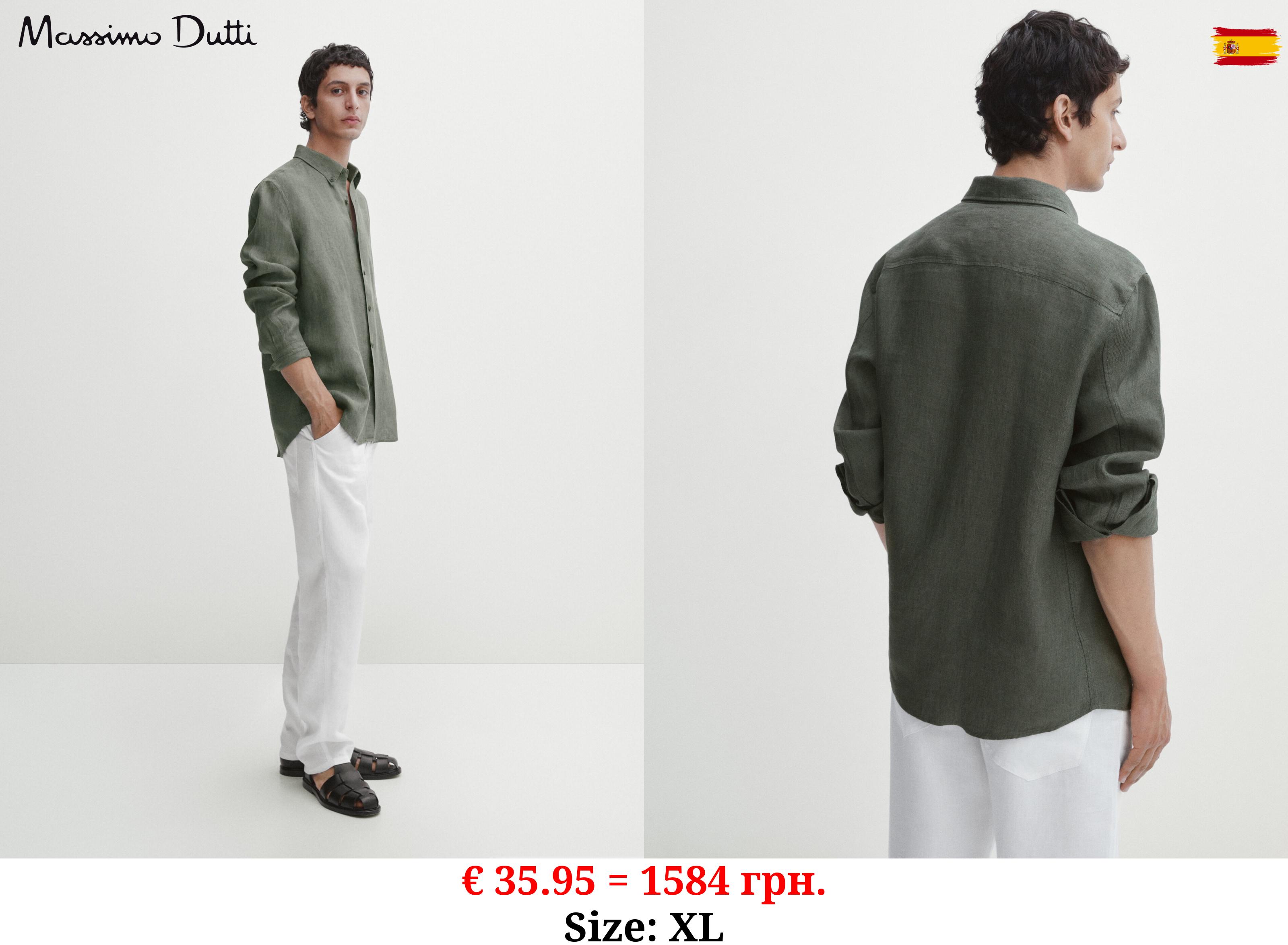 100% linen regular fit shirt GREEN