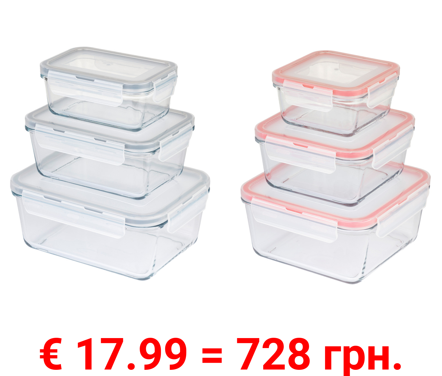 ERNESTO® Glas-Frischhaltedosen-Set, 3 Stück, aus Glas