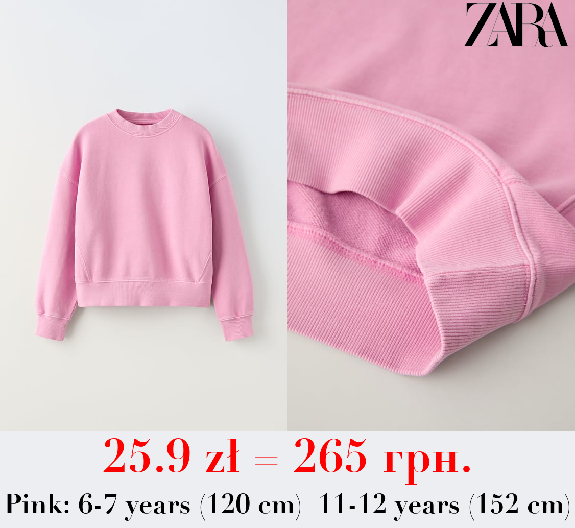 FADED-EFFECT PLAIN SWEATSHIRT