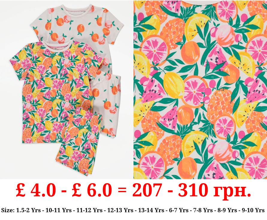 Bright Fruity Short Pyjamas 2 Pack