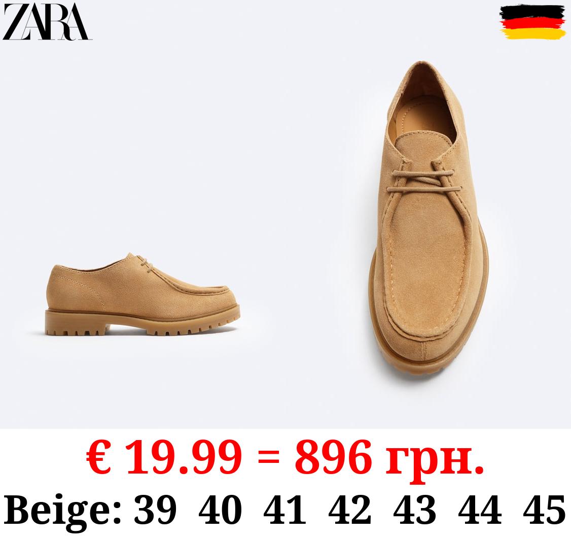 SPLIT SUEDE SHOES WITH MOC TOE