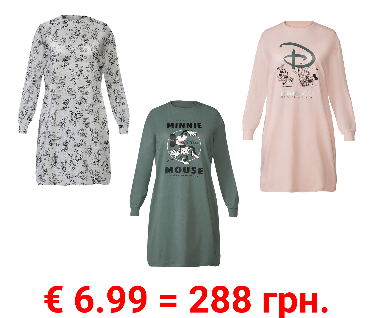 Damen Bigshirt, mit Disney-Motiv, 100 % Baumwolle
