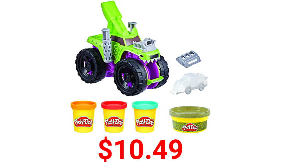 Play-Doh Wheels Chompin' Monster Truck Toy for Kids 3 Years and Up with Car Accessory and 4 Non-Toxic Colors Including Terrain Color
