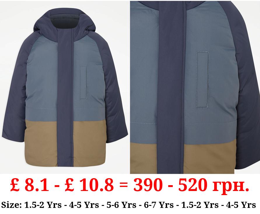 Colour Block Shower Resistant Padded Coat