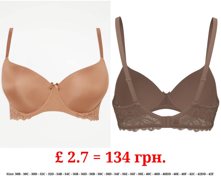 Medium Nude Padded Lace T-Shirt Bra