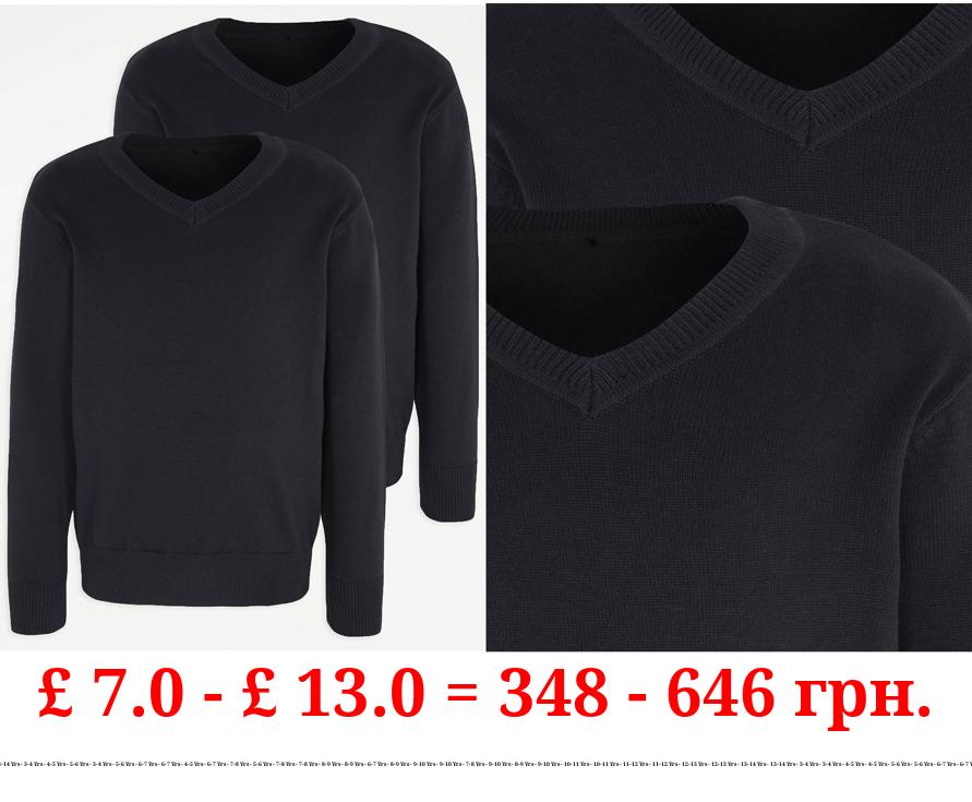 Navy V Neck School Jumper 2 Pack