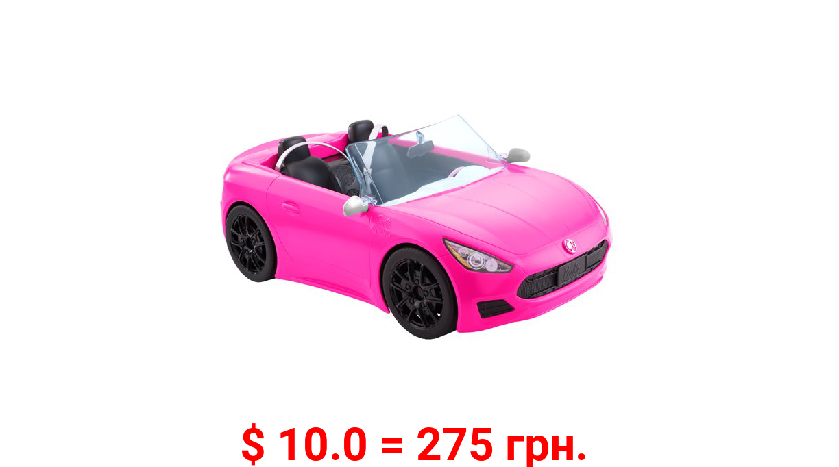 Barbie Pink Convertible 2-Seater Vehicle with Rolling Wheels, for 3 to 7 Year Olds
