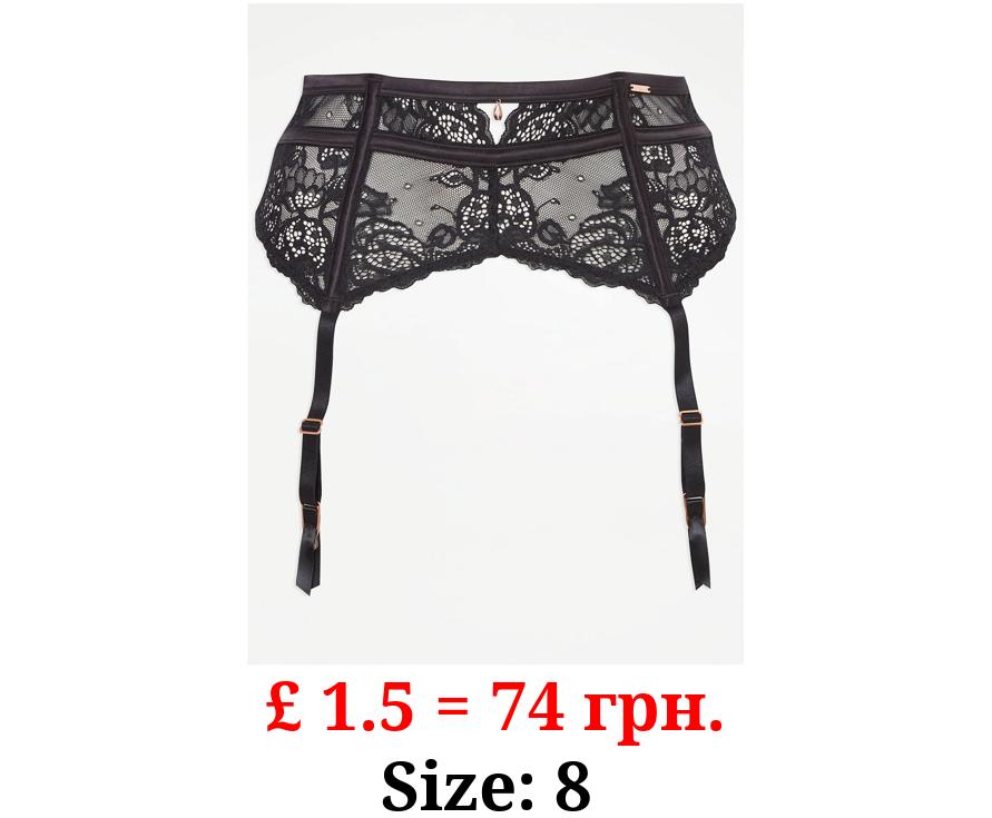 Entice Black Lace Suspenders