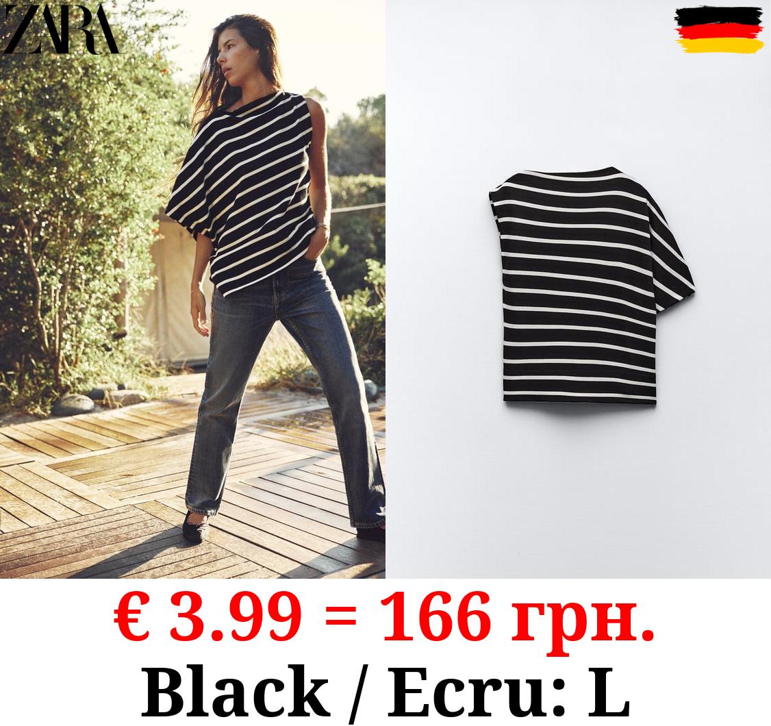 STRIPED ASYMMETRIC T-SHIRT