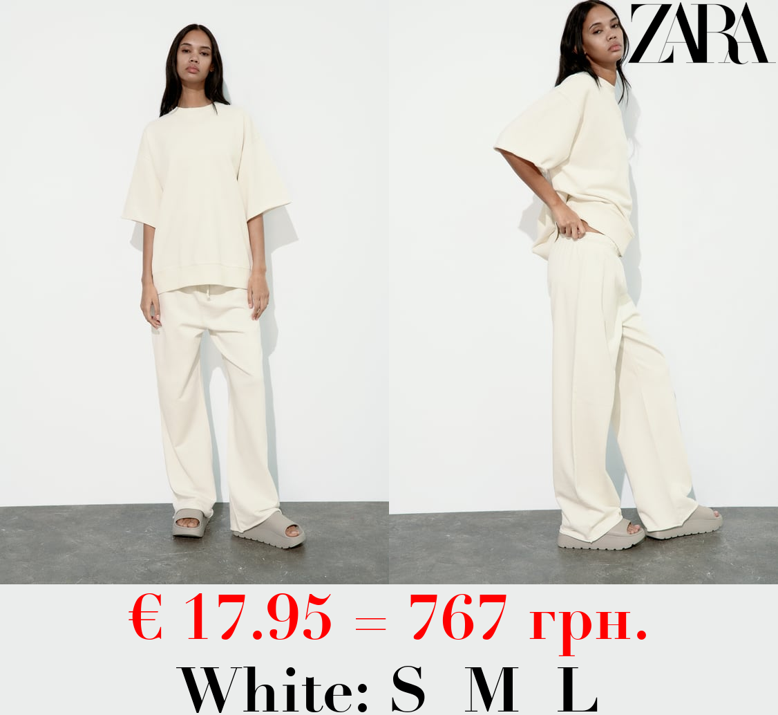 FADED-EFFECT PLUSH SHORT SLEEVE SWEATSHIRT