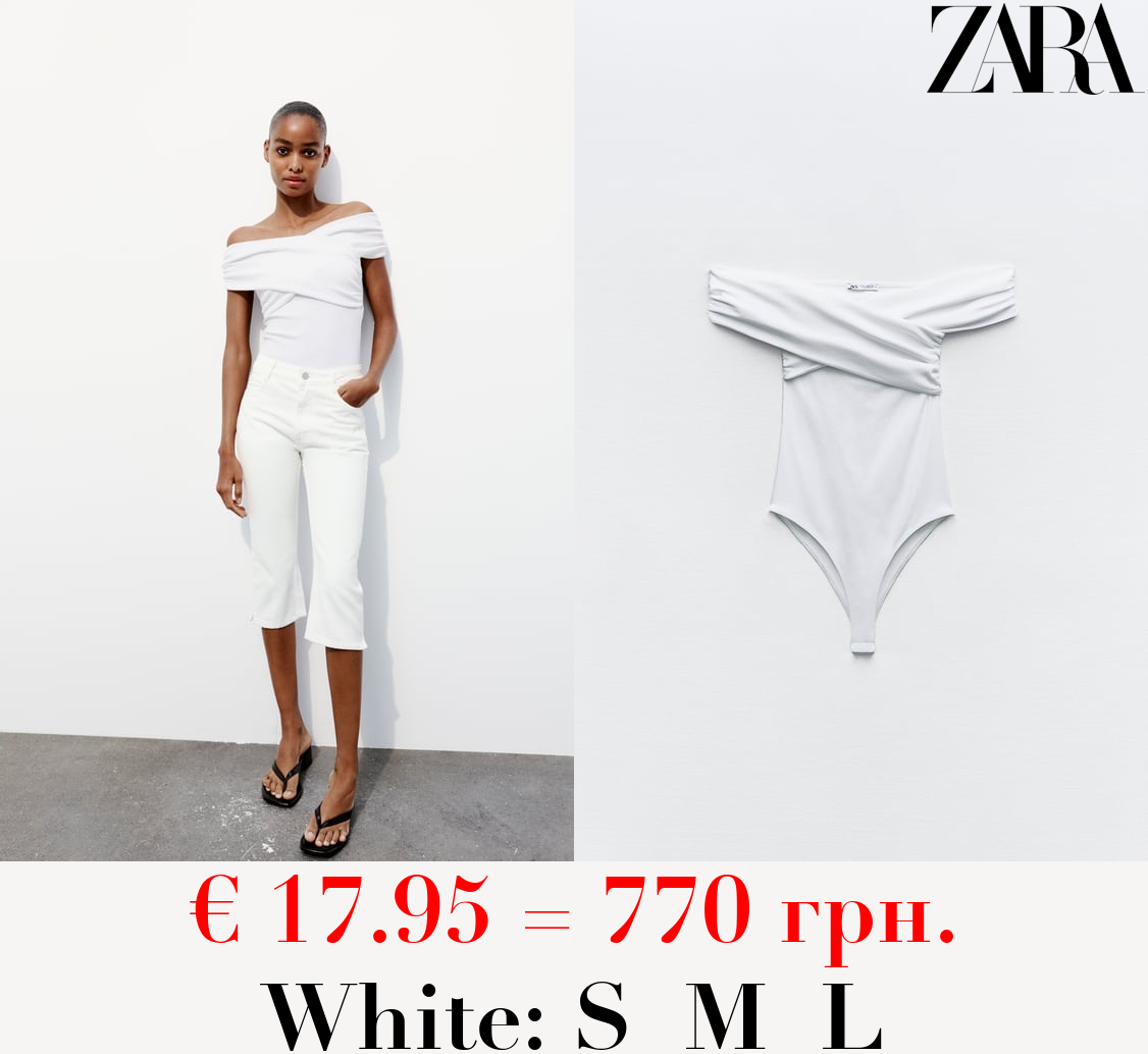 GATHERED CROSSOVER BODYSUIT